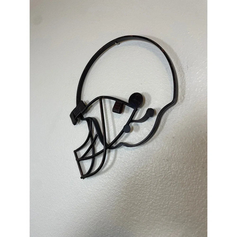 Metal Football Helmet Wall Decor Art Black‎ Vintage Style Game Day Man Cave